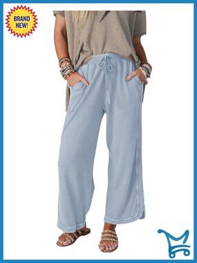 Womens Wide Leg Sweatpants High Waisted Loose Fit Cotton Polyester Pants